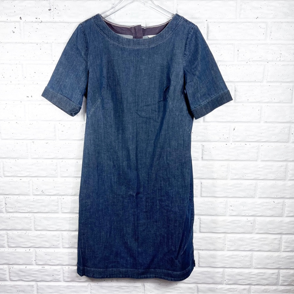 BODEN Denim Short Sleeve Shift Dress